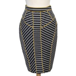 Bensoni 4 Striped Color Block Pencil Skirt Y2K Futuristic VTG Cyberpunk Cosplay